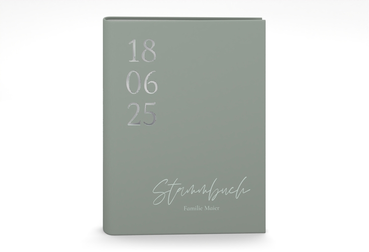 Stammbuch A5 Day Stammbuch A5 gruen silber mit Datum im minimalistischen Design