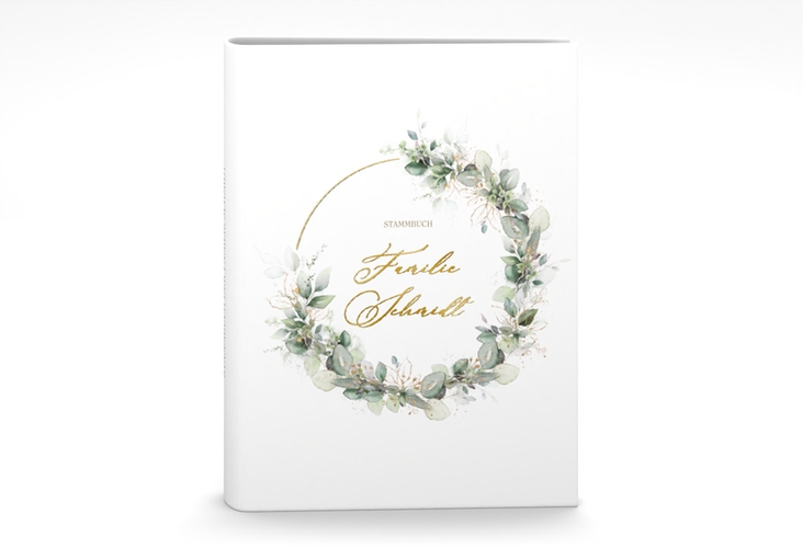 Stammbuch A5 Selvatica Stammbuch A5 weiss gold mit Eukalyptus-Kranz