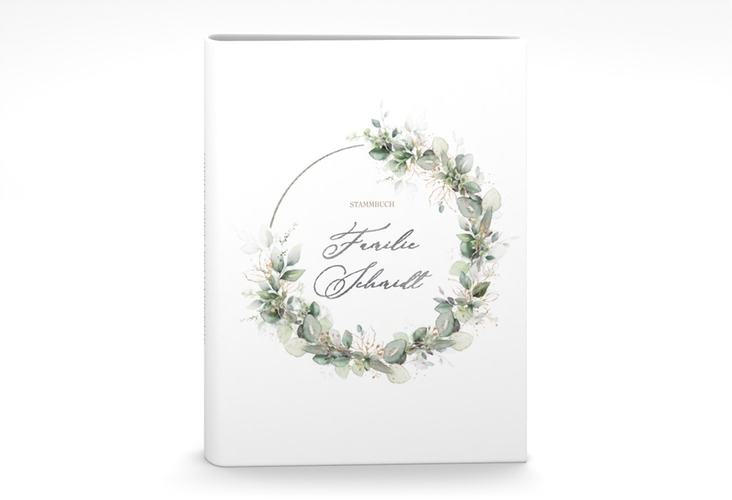 Stammbuch A5 Selvatica Stammbuch A5 weiss silber mit Eukalyptus-Kranz