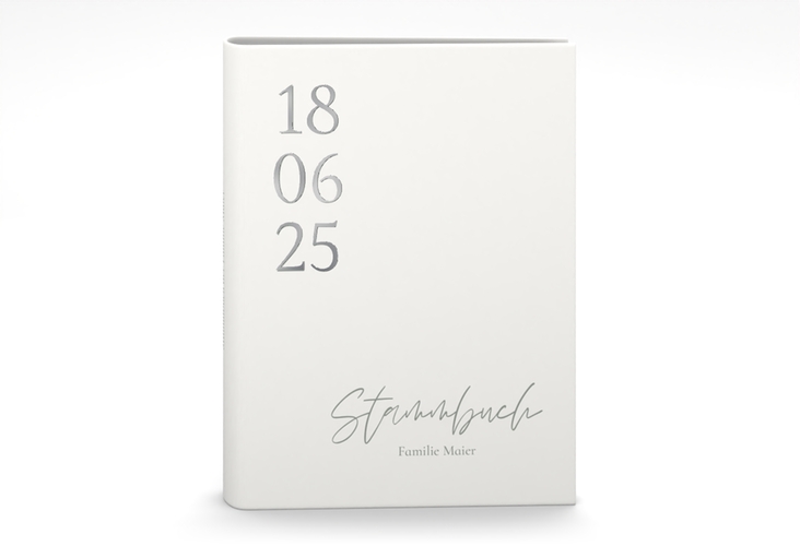 Stammbuch A5 Day Stammbuch A5 weiss silber mit Datum im minimalistischen Design