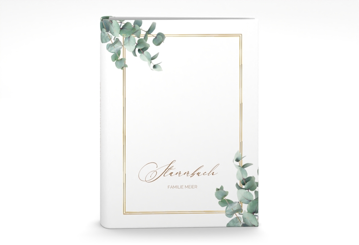 Stammbuch A5 Eucalypt Stammbuch A5 weiss gold mit Eukalyptus und edlem Rahmen