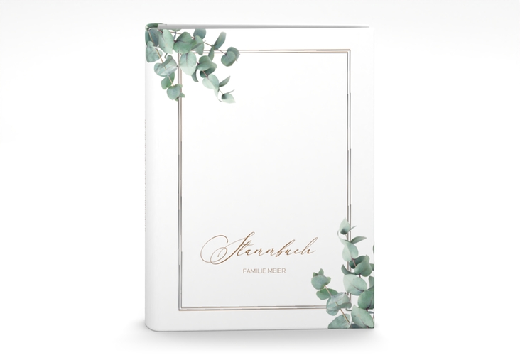 Stammbuch A5 Eucalypt Stammbuch A5 weiss silber mit Eukalyptus und edlem Rahmen