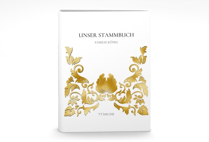 Stammbuch A5 Royal Stammbuch A5 weiss gold mit barockem Blumen-Ornament