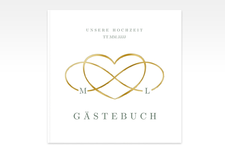 Gästebuch Creation Hochzeit Infinity 20 x 20 cm, Hardcover gruen gold