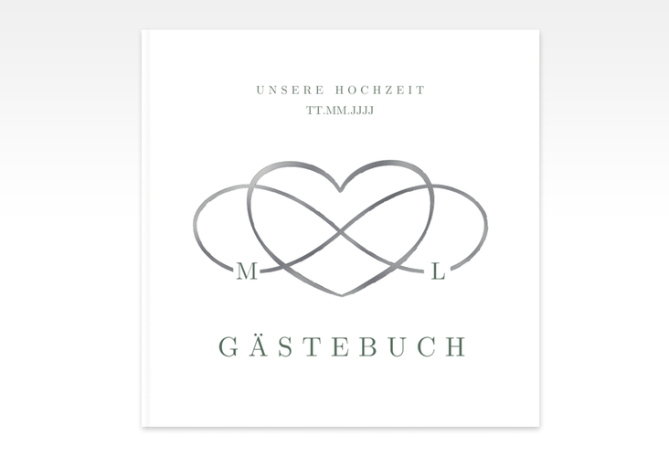 Gästebuch Creation Hochzeit Infinity 20 x 20 cm, Hardcover gruen silber