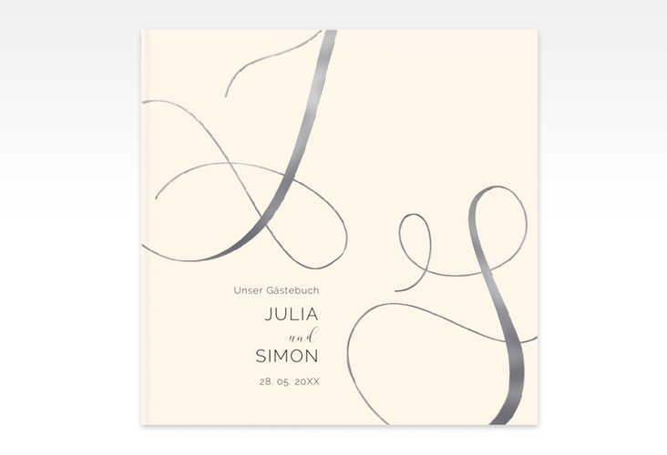 Gästebuch Creation Eheschließung 20 x 20 cm, Hardcover beige silber