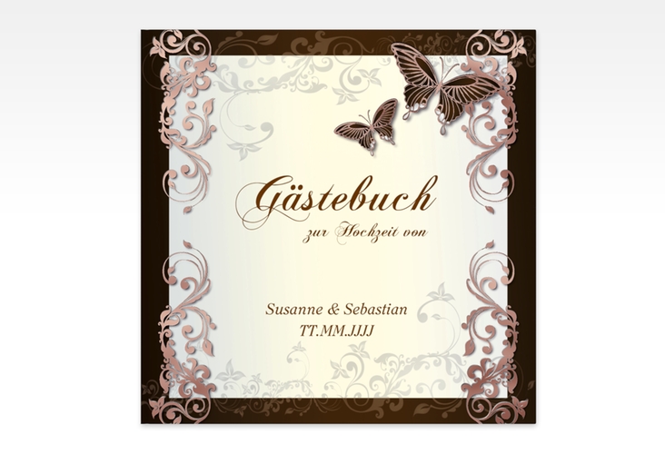 Gästebuch Creation Toulouse 20 x 20 cm, Hardcover braun rosegold romantisch mit Schmetterlingen