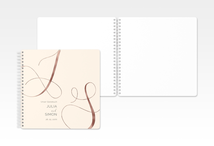 Gästebuch Hochzeit Eheschließung Ringbindung beige rosegold