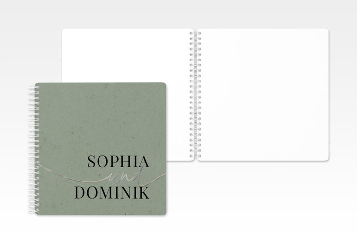 Gästebuch Hochzeit Easy Ringbindung gruen silber im modernen minimalistischen Design