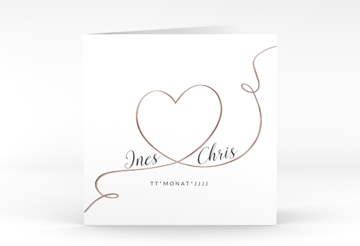 Hochzeitseinladung Dolce quadr. Klappkarte weiss rosegold