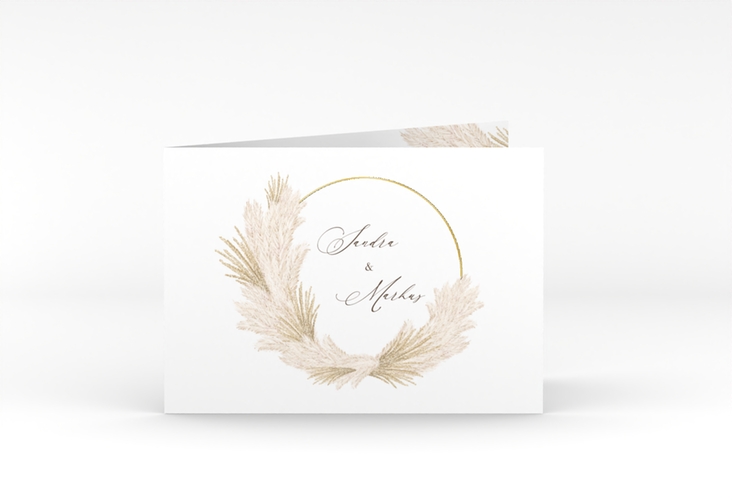 Danksagungskarte Hochzeit Pumila A6 Klappkarte quer weiss gold