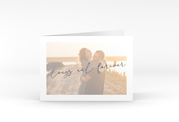 Hochzeitseinladung Lucent A6 Klappkarte quer weiss silber
