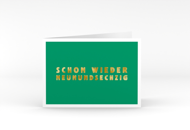 Einladung 70. Geburtstag Gag A6 Klappkarte quer gruen gold