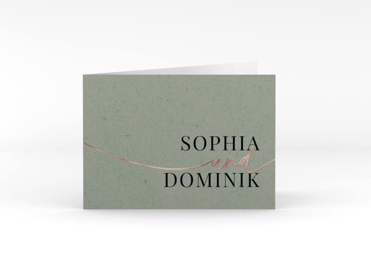 Danksagungskarte Hochzeit Easy A6 Klappkarte quer gruen rosegold im modernen minimalistischen Design