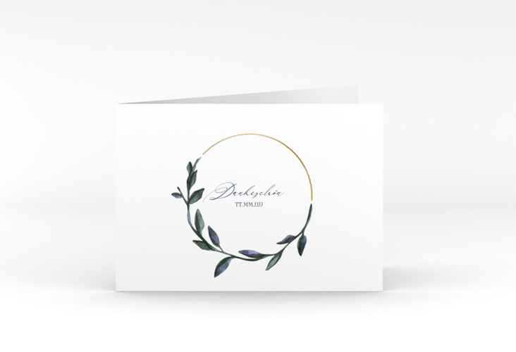 Danksagungskarte Hochzeit Botanica A6 Klappkarte quer weiss gold