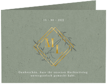 Danksagungskarte Hochzeit "Greenletter"