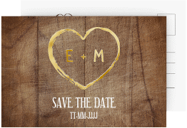 Save the Date-Postkarte "Wood"