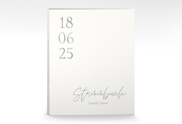 Stammbuch A4 Day Stammbuch A4 weiss silber mit Datum im minimalistischen Design