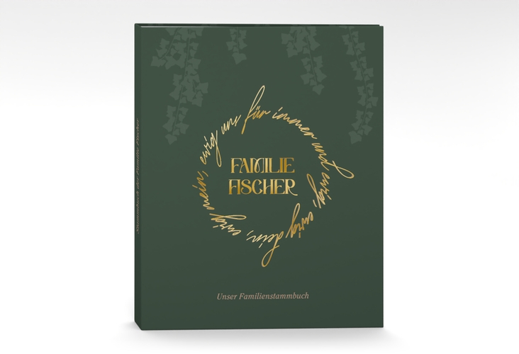 Stammbuch A4 Efeugrün Stammbuch A4 gruen gold im Fantasy-Elfen-Design mit Efeu