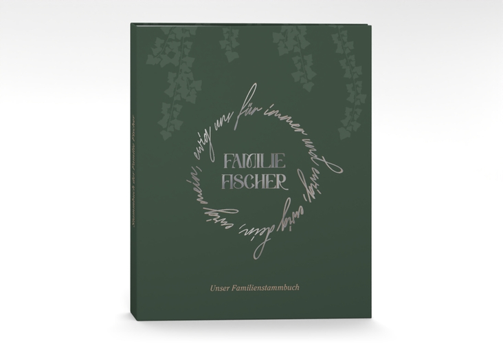 Stammbuch A4 Efeugrün Stammbuch A4 gruen silber im Fantasy-Elfen-Design mit Efeu
