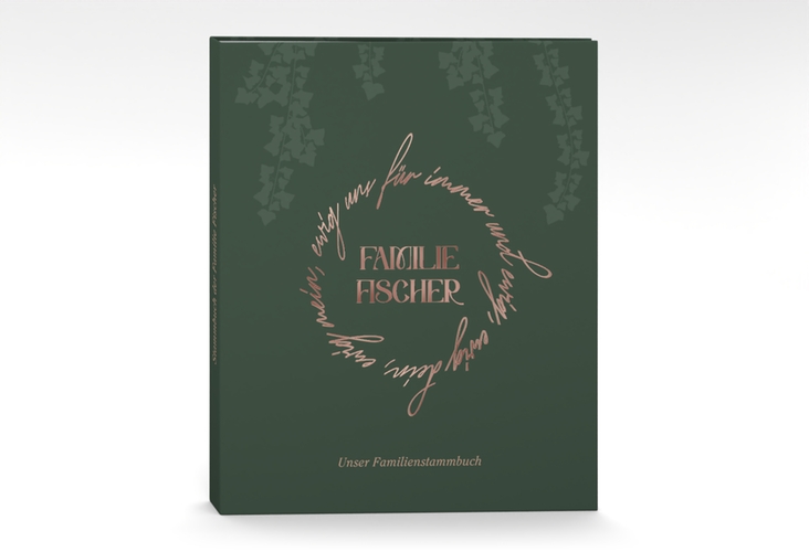 Stammbuch A4 Efeugrün Stammbuch A4 gruen rosegold im Fantasy-Elfen-Design mit Efeu
