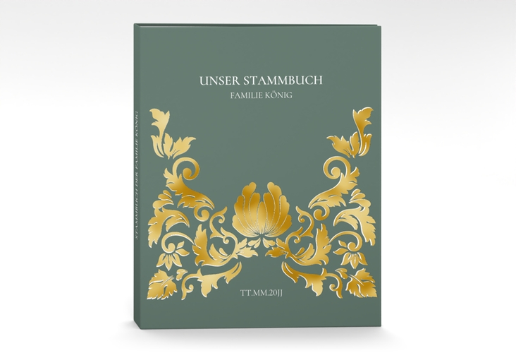 Stammbuch A4 Royal Stammbuch A4 gruen gold mit barockem Blumen-Ornament