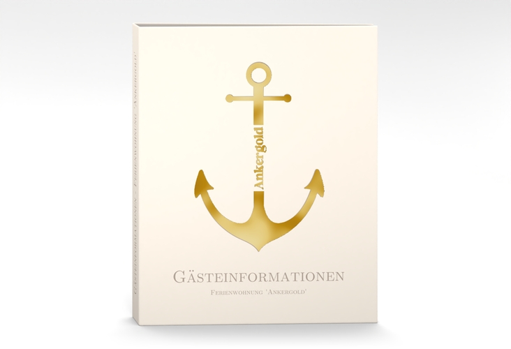 Gästemappe Ferienwohnung A4 Ankergold Gästemappe A4 beige gold