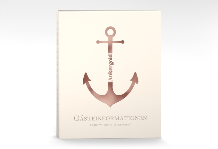 Gästemappe Ferienwohnung A4 Ankergold Gästemappe A4 beige rosegold