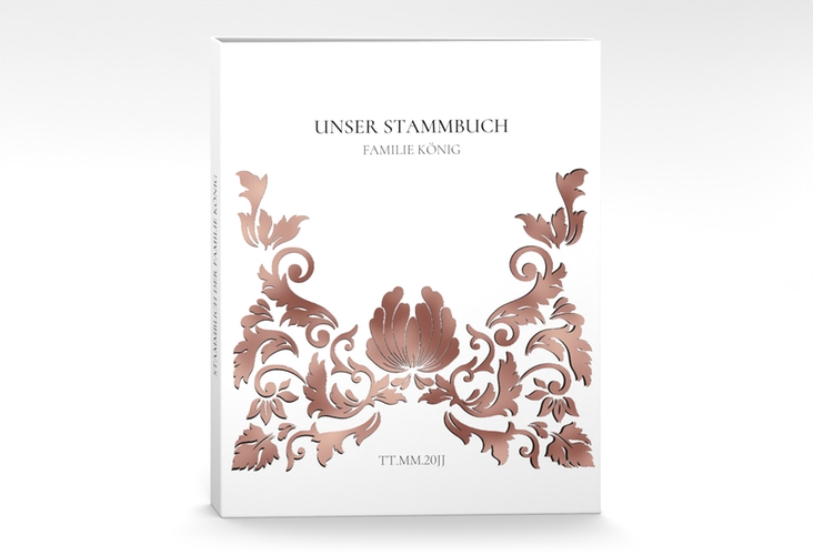 Stammbuch A4 Royal Stammbuch A4 weiss rosegold mit barockem Blumen-Ornament