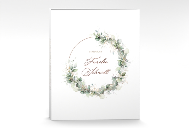 Stammbuch A4 Selvatica Stammbuch A4 weiss rosegold mit Eukalyptus-Kranz