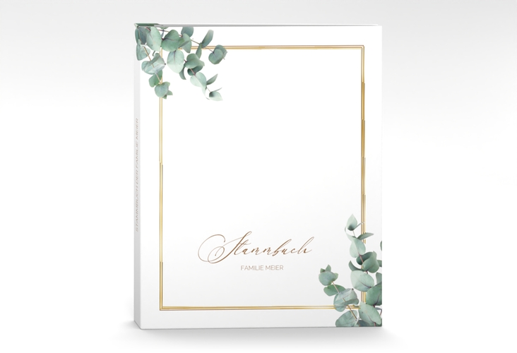 Stammbuch A4 Eucalypt Stammbuch A4 weiss gold mit Eukalyptus und edlem Rahmen
