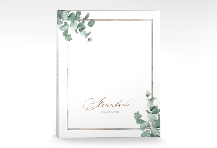 Stammbuch A4 Eucalypt Stammbuch A4 weiss silber mit Eukalyptus und edlem Rahmen