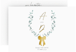 Klick: Details zu Save the Date-Karte "Eucalypt Bow" anzeigen Save the Date-Karte "Eucalypt Bow"