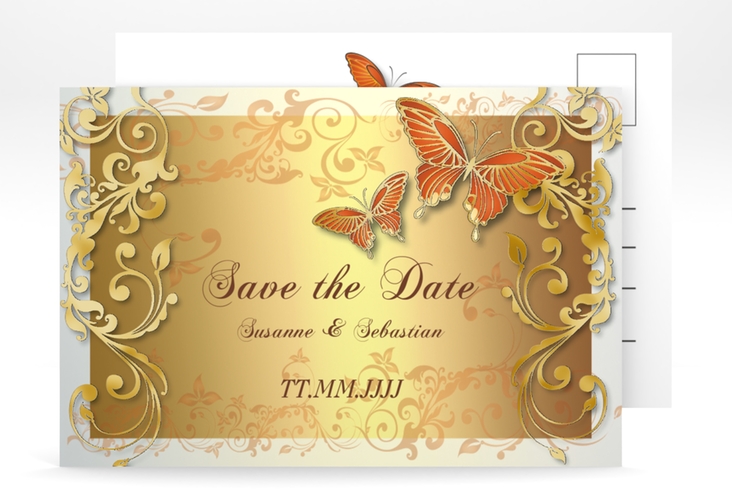 Save the Date-Postkarte Toulouse A6 Postkarte orange gold