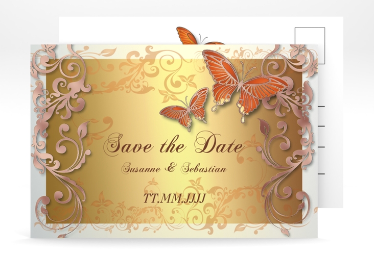 Save the Date-Postkarte Toulouse A6 Postkarte orange rosegold
