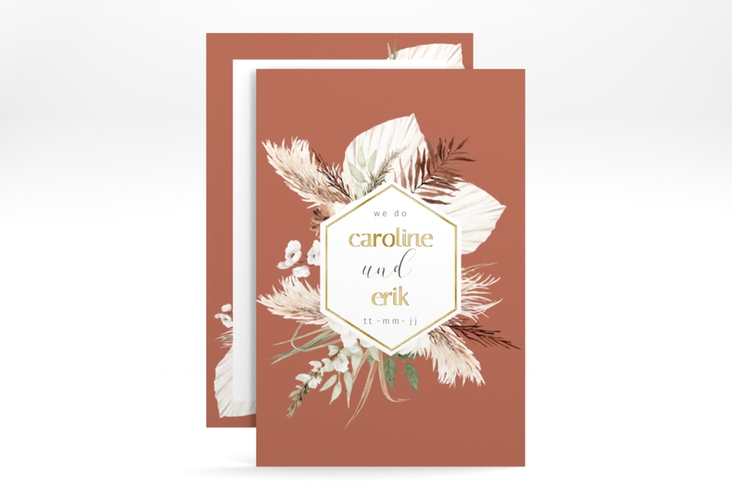 Save the Date-Karte Bohemian A6 Karte hoch orange gold