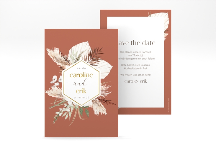 Save the Date-Karte Bohemian A6 Karte hoch orange gold