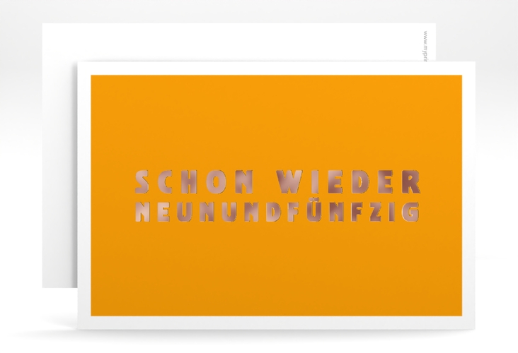 Einladung 60. Geburtstag Gag A6 Karte quer orange rosegold