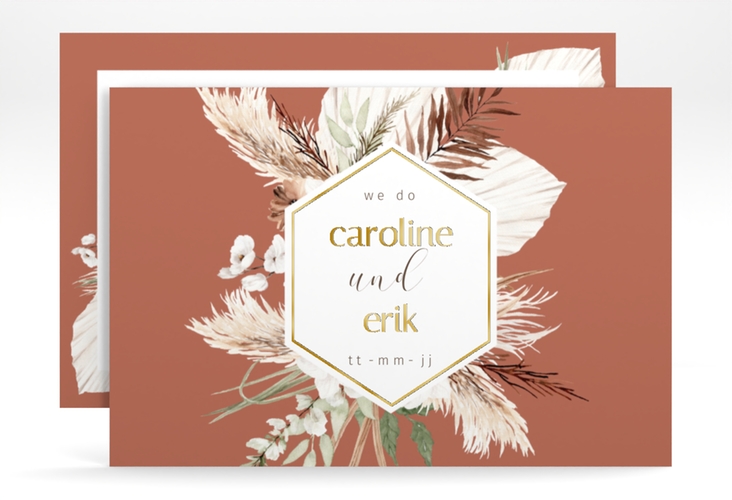 Save the Date-Karte Bohemian A6 Karte quer orange gold