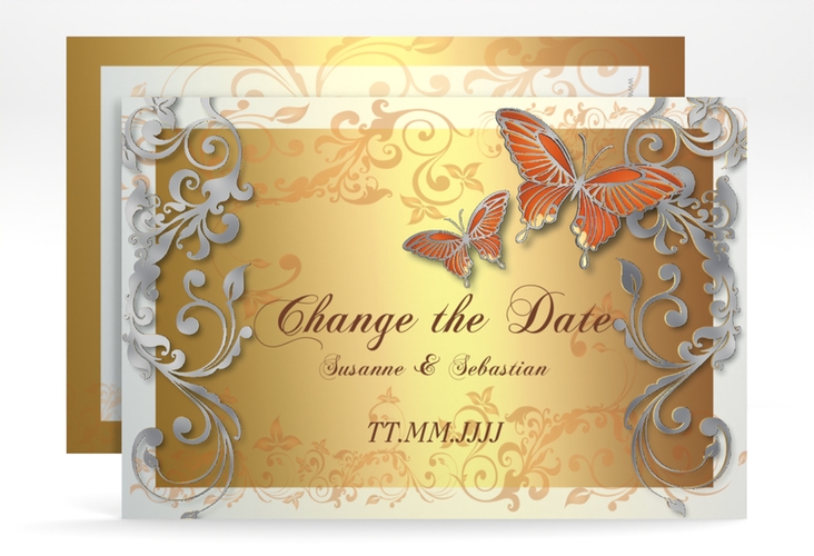 Change the Date-Karte Toulouse A6 Karte quer orange silber