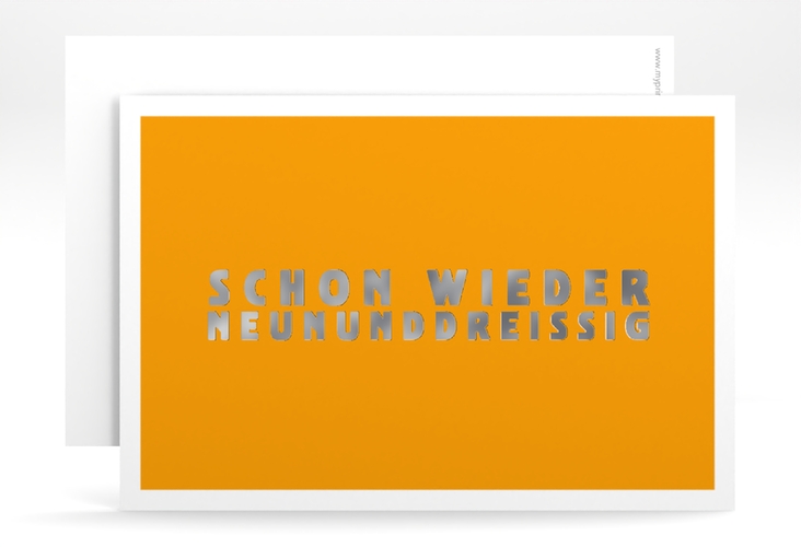 Einladung 40. Geburtstag Gag A6 Karte quer orange silber