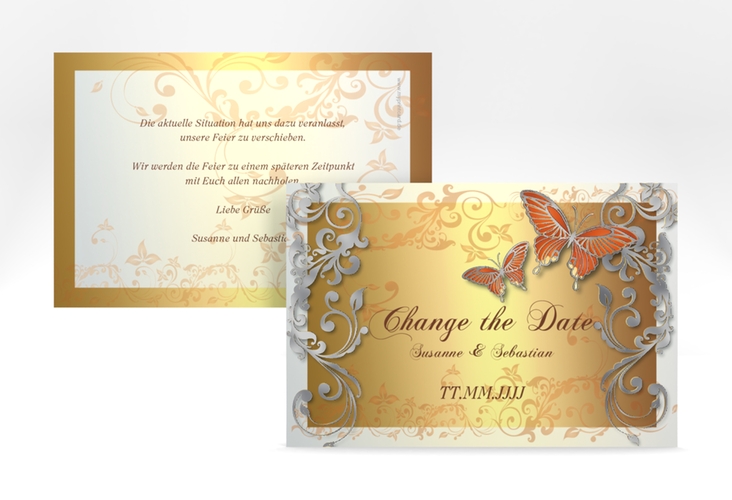 Change the Date-Karte Toulouse A6 Karte quer orange silber