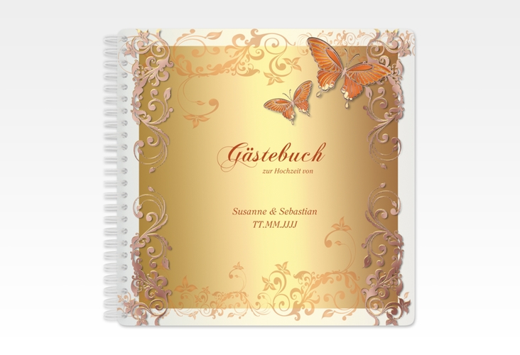 Gästebuch Hochzeit Toulouse Ringbindung orange rosegold