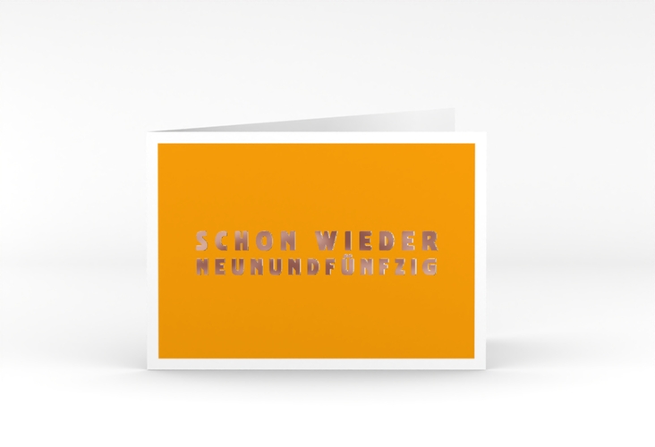 Einladung 60. Geburtstag Gag A6 Klappkarte quer orange rosegold