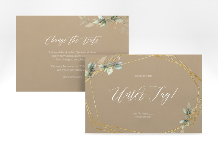 Change the Date-Karte Greenish A6 Karte quer Kraftpapier gold