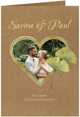 Danksagungskarte Hochzeit "Ginko"