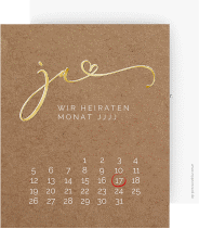 Klick: Details zu Save the Date-Kalenderblatt "Jawort" anzeigen Save the Date-Kalenderblatt "Jawort"