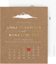 Save the Date-Kalenderblatt "Berghochzeit"