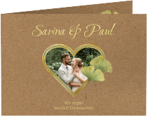 Dankeskarte Hochzeit "Ginko"