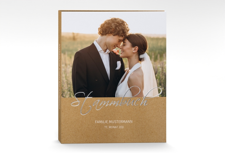 Stammbuch A4 Big Picture Stammbuch A4 Kraftpapier silber mit Foto des Brautpaars